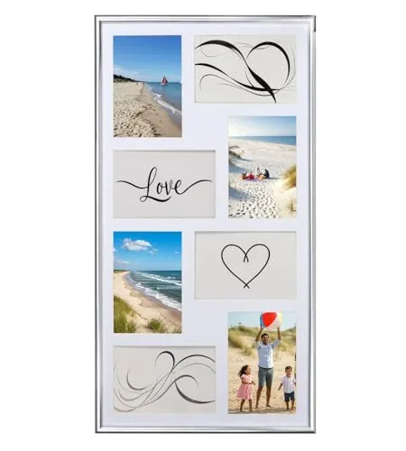 IDEAL TREND Galerie Bilderrahmen Kunststoff mit Passepartout & Klarglas Collagerahmen New Life Style: Farbe: Silber | Format: 8x 10x15