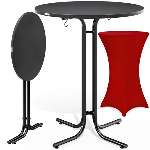 Casaria Klappbarer Stehtisch mit Husse Rot 70cm