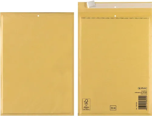 Herlitz Versandtasche Luftpolstertasche Größe 4/D 20x27cm Haftklebung VE=10 Stück braun