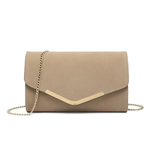 Miss Lulu Damen Clutch Elegante Umschlag Abendtasche mit Kette Hochwertige Handtasche für Hochzeit Party und Abschlussball