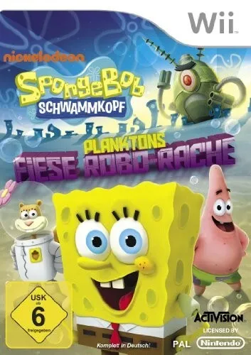 SpongeBob Schwammkopf: Planktons fiese Robo-Rache - Jump & Run Spiel für Nintendo Wii, erlebe witzige Abenteuer in Bikini Bottom mit bis zu 4 Spielern und schütze die Krabbenburger-Formel!
