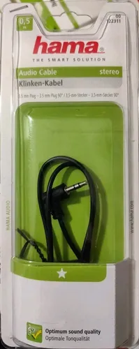 Hama Aux Klinkenkabel Audio 3,5mm Jack m/m 0,5m Abgewinkelter Stecker Schwarz  