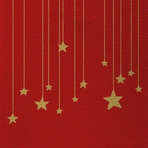 Servietten Stars on Canvas red Sternenkette Sternenfall Festlich rot 33x33cm 20