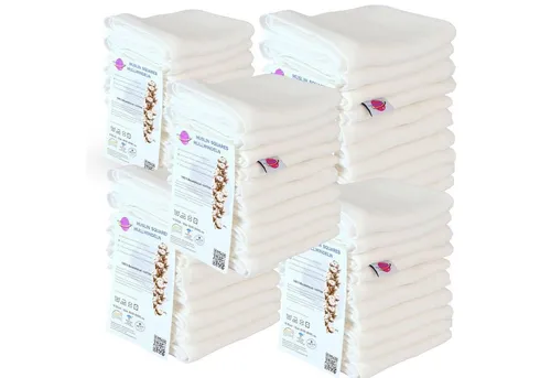 Babymajawelt Stoffwindeln Mullwindeln 80x80 Spucktücher weich und weiß, Baby Mulltücher (Set, 50-St., Mulltücher Dicke 115g/m²- Crinkel Optik nach dem Waschen), Made in EU, Hautfreundlich, Saugfähig, Weich, Reine Baumwolle