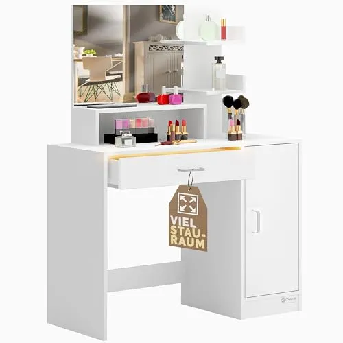 Casaria Schminktisch Jocelyn mit Spiegel und Beleuchtung von Casaria