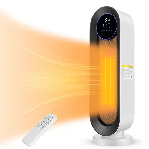 Nictemaw Keramik Heizlüfter, 2000W Energiesparende Elektroheizkörper ECO Elektroheizung mit Thermostat, Fernbedienung, 3 Modi, 12 Std. Timer, 100° Oszillation