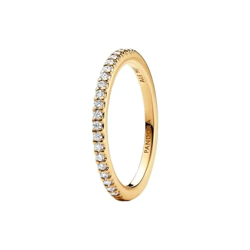 PANDORA Ring 162999C01-50 Glänzendes Band - Damenring aus 14k vergoldetem Metall mit funkelnden Cubic Zirconia, perfekt zum Stapeln und ideal für besondere Anlässe.