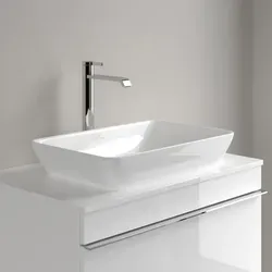 Villeroy & Boch Venticello Waschtisch 55 x 36 cm - Elegantes Waschbecken aus Sanitärporzellan, ohne Hahnloch und mit Überlauf, ideal für moderne Badezimmergestaltung.