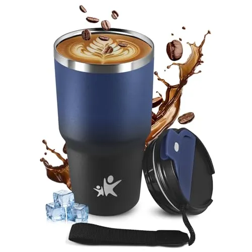 JAPORIA Thermobecher 600ml, Kaffeebecher to Go, Vakuum Auslaufsicher Isolierbecher mit Deckel,Autobecher Edelstahl Doppelwandig isoliert, Perfekt für Camping, Kinder, Büro, Laufen