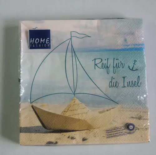 Home Fashion, Reif für die Insel, Lunch-Servietten aufgefaltetes Maß 33 cm x 33 cm, im Viertelfalz, 20 Stück pro Pack