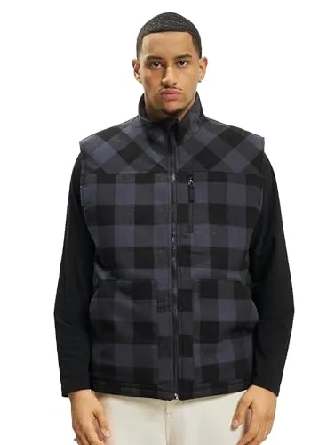 Brandit Lumber Vest - Holzfäller-Look in Schwarz/Grau, Größe L - Herren-Weste im Holzfäller-Stil, robustes Baumwollmaterial, mit praktischen Taschen und leicht verlängertem Rücken für optimalen Tragekomfort.