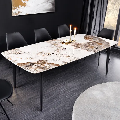 riess-ambiente Esstisch MILANO 160cm - Keramik mit Metallgestell - Esstisch in eleganter Marmoroptik, bietet Platz für bis zu 6 Personen und ist pflegeleicht dank hochwertiger Keramikplatte.