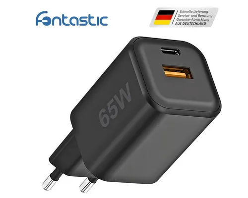 fontastic GaNto 65W SW USB-A / USB-C - geringe Wärmeerzeugung USB-Ladegerät (Fast Charge)