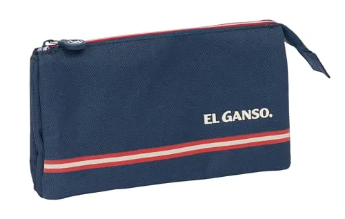 safta EL Ganso Classic Federmäppchen für Kinder, Federmäppchen für Kinder, ideal für Schulkinder, bequem und vielseitig, Qualität und Widerstandsfähigkeit, 22 x 3 x 12 cm, Marineblau, Marineblau,