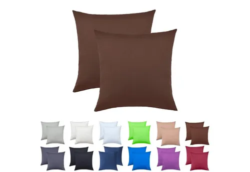 NatureMark Kissenbezüge Jersey Kissenbezüge, (2 Stück), Kissenhülle in vielen Größen und Farben (40 x 40 cm, Schoko braun)