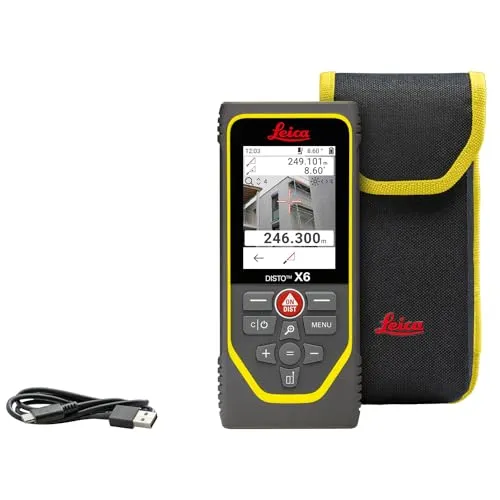 Leica Laser Entfernungsmesser DISTO X6 – Robuster Messprofi mit Bluetooth - Messgeräte für präzise Entfernungen bis 250 m, IP65 Schutzklasse für extreme Bedingungen und praktische App-Nutzung.