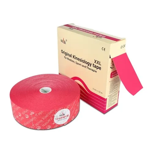 Nasara Original Kinesiologie Physio XXL Tape, pink 5cm x 32m - Medizinische Tapes & Zubehör - Das XXL Tape eignet sich perfekt für Physio- und Arztpraxen und aktiviert die Energie, steigert den Stoffwechsel und unterstützt die Heilung.