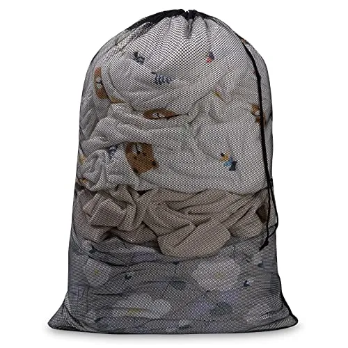 Meowoo Waschbeutel Wäschesack Groß für Waschmaschine Wäschenetz für BH,Dessous, Socken, Strumpfhosen, Strümpfe und Baby Kleidung 70 x 90 cm (1 pc-Schwarz)