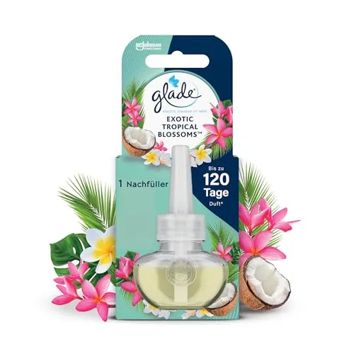 Glade electric scented oil Nachfüller, elektrischer Raumduft Duftstecker mit Duftöl, Exotic Tropical Blossoms, 1er Pack (1 x 20 ml)