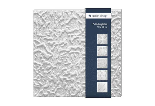 marbet design Wanddekoobjekt PASAT (Deckenplatten aus Styropor EPS - (2 Quadratmeter 50x50cm) Deckenpaneele leicht & robust im modernen Design - Verkleidung Deckenplatten Decke weiß)