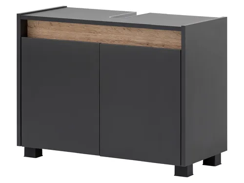 Schildmeyer Waschbeckenunterschrank 148465 Cosmo, anthrazit - Unterschrank fürs Bad, mit griffloser Türöffnung und hochwertiger Verarbeitung. Einfach zu montieren, Made in Germany, ideal für ein modernes Bad.