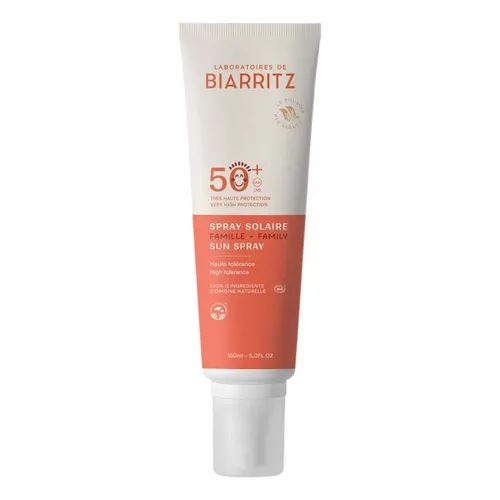 Laboratoires de Biarritz Sonnenspray LSF50+ - Bio-zertifiziert für die ganze Familie - Bio-zertifiziertes Sonnenspray LSF50+ für Gesicht und Körper, hypoallergen und mit mineralischen Filtern für optimalen Schutz. Ideal für Babys, Kinder und Erwachsene - Made in France.