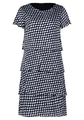 Betty Barclay Damen Elena Kleid, Dark Blue/Cream, 40 EU - Freizeitkleid für Damen mit elegantem Stufendesign, vielseitig kombinierbar und ideal für Büro, Freizeit oder besondere Anlässe.