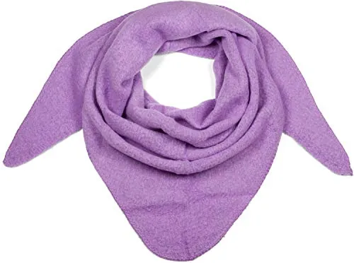styleBREAKER Damen Großer Strick Dreieck Schal einfarbig meliert | Weiches warmes Winter Dreiecktuch | Strickschal aus Viskose Wolle für kuschlige Looks, Farbe:Flieder