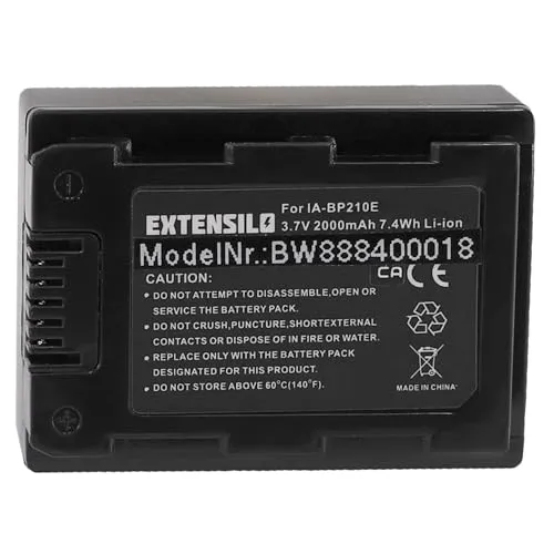EXTENSILO 1x Akku Ersatz für Samsung IA-BP210, IA-BP210E für Kamera (2000mAh, 3,7V, Li-Ion)