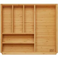 ORGA-BOX 3 BAMBUS Besteckeinsatz für 60er Schublade - Nachhaltiger Küchenorganizer aus robustem Bambus mit 6 Fächern, ideal für Nobilia Küchen ab 2012. Perfekte Passform und modernes Design für ein aufgeräumtes Küchenambiente.
