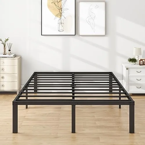MOFLUT Metall Bett 120x200, Einzelbett, Schwarz,No Box Spring Required