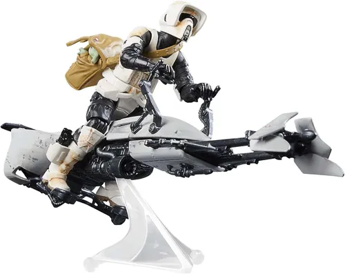 Star Wars Speeder Bike + Scout Trooper + Grogu Mandalorian - Action- & Spielfiguren, detailreiche Sammlung mit Speeder Bike und Scout Trooper, ideal für Star Wars Fans und Sammler, Höhe: 10 cm, Maßstab: 1:18, Original Lizenzprodukt.