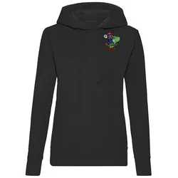 Blondie & Brownie Hoodie Mario Yoshi Patch Hoodie Damen Kapuzenpulli Baumwolle Stick Retro (Einzelartikel, Einteilig) Yoshi & Mario Retro Gaming Patch Kapuzenpullover schwarz L