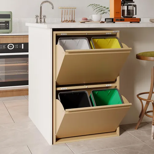 VEEHAUS Küche Mülleimer Für Den Vielseitigen Einsatz Mit Klappen Aus Edelstahl Stilvoller Abfalleimer Für Eine Effiziente Und Praktische Aufbewahrung