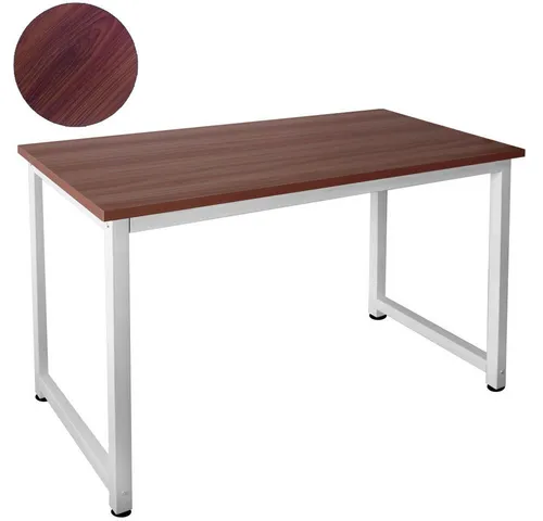 Kingpower Schreibtisch 120 x 60 cm - Stabiler Computertisch in Teak und Weiß - Schreibtisch mit höhenverstellbaren Füßen für optimale Stabilität. Ideal für Home Office oder Büro, einfach selbst aufzubauen und wackelfrei.