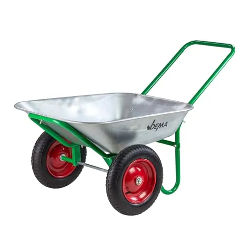 DEMA Stahl Schubkarre Duo – Robuste 2-Rad Gartenschubkarre für mühelosen Transport - Gartenarbeit mit der DEMA Schubkarre Duo: Optimaler Schwerpunkt für einfaches Manövrieren schwerer Lasten und hohe Belastbarkeit von 150 kg machen sie zum idealen Partner für Garten, Bau und Stall.