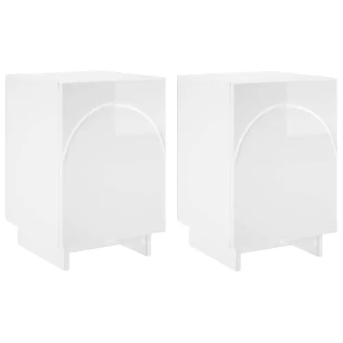 vidaXL Nachttisch 2er Set Hochglanz Weiß 33,5 x 34,5 x 50 cm