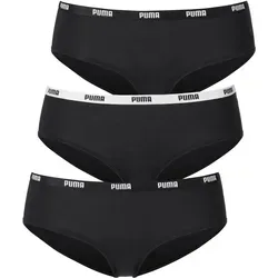 PUMA Hipster Höschen Damen, 3er Pack in Schwarz, Größe L - Funktionsunterwäsche aus weichem Baumwollstretchgewebe für optimalen Komfort und vollständige Bedeckung – ideal für jeden Tag!