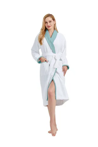 RAIKOU Bademantel Damen und Herren Luxuriöser Morgenmantel Sauna Wellness Mantel, Kimono-Kragen, Gürtel, Hochwertiges Material