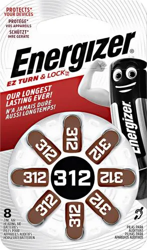 Energizer Knopfzelle ZA 312 1.4V 8 St. 160 mAh Zink-Luft Hearing Aid PR41