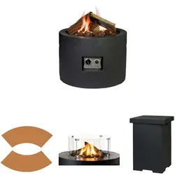 Happy Cocooning Mania Feuertisch Komplettset 19,5 kW - Runder Feuertisch in Beton-Optik, ideal für gemütliche Abende im Freien. Mit Propan-Betrieb für einfache Handhabung und stimmungsvolles Ambiente.