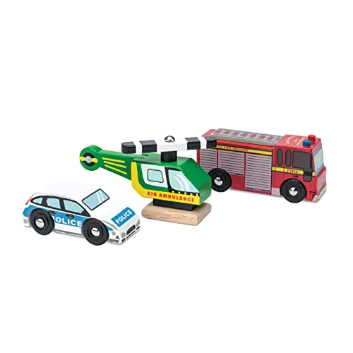 Le Toy Van – Autos & Baustelle-Spielset mit Krankenwagen | Fahrzeug-Rollenspiel mit 3 Autos für Jungen | Geeignet für Kinder ab 3 Jahren