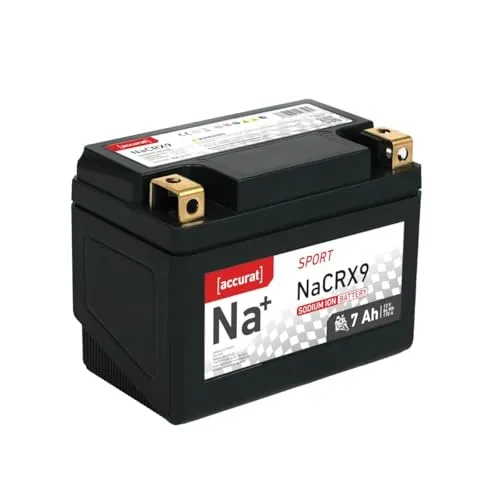 Accurat Sport Na+ NaCRX9 Natrium Motorrad-Batterie YTX9-BS/DIN 50812 7Ah 12V 170A Ionen Akku – Hohe Startleistung & Kaltstart bis -20°C, Wartungsfrei, Schnellladefähig, Leicht & Langlebig