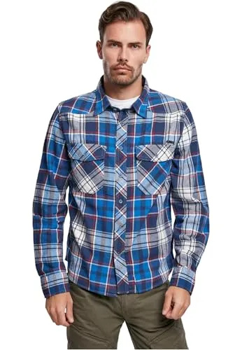Brandit Check Shirt Herren Baumwoll Hemd L Blau - Herrenhemden – Stilvolles kariertes Flanellhemd aus reiner Baumwolle, hautfreundlich und wärmend, ideal für den täglichen Gebrauch. Klassischer Schnitt mit zwei Brusttaschen und dezentem Logobranding.