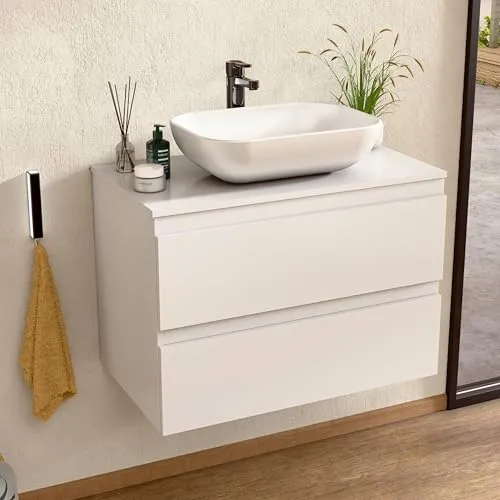 BELLOBATH Hänge-Badmöbel 100 cm Weiß Waschbecken