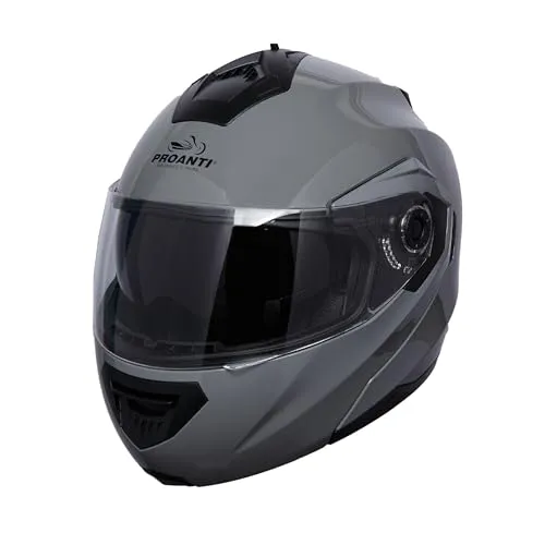 PROANTI Motorradhelm Klapphelm modularer Motorrad Helm mit Visier- und integriertem Sonnenschutz - Grau, M