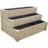 Westmann Holz-Treppenhochbeet Premium 120 cm - Hochbeet aus FSC®-zertifiziertem Lärchenholz, ideal für kleine Gärten und Balkone. Bietet Platz für Pflanzen auf verschiedenen Ebenen und erleichtert die Pflege.
