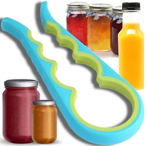 Retoo Deckelöffner Glasöffner Flaschenöffner für Senioren Dosenöffner für Schwache Hände Arthritis Multi-Funktions Küchenhelfer Rutschfestem Griff Seniorenhilfe Küchenhilfe Gelb-Blau