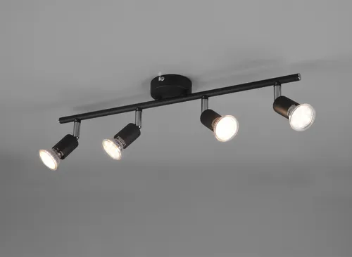 LED Wandstrahler 4-flammig schwarz - Moderne Deckenleuchte - Vielseitige LED Deckenleuchte mit 4 schwenkbaren Spots, ideal für Wohnräume. Modernes Design in mattschwarz und inklusive 4 warmweißen LEDs für stimmungsvolle Beleuchtung.
