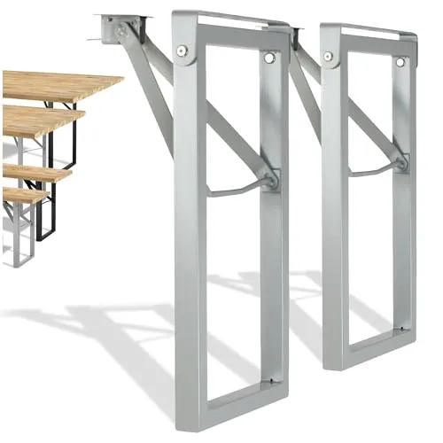 Natural Goods Berlin Klappbares Gartenbank Gestell – 2er Set, Grau (43 cm x 23 cm) - Bänke für Garten, Terrasse & Camping – Stabil und leicht auf- und abbaufbar, ideal für individuelle Sitzbänke bei jeder Gartenparty.